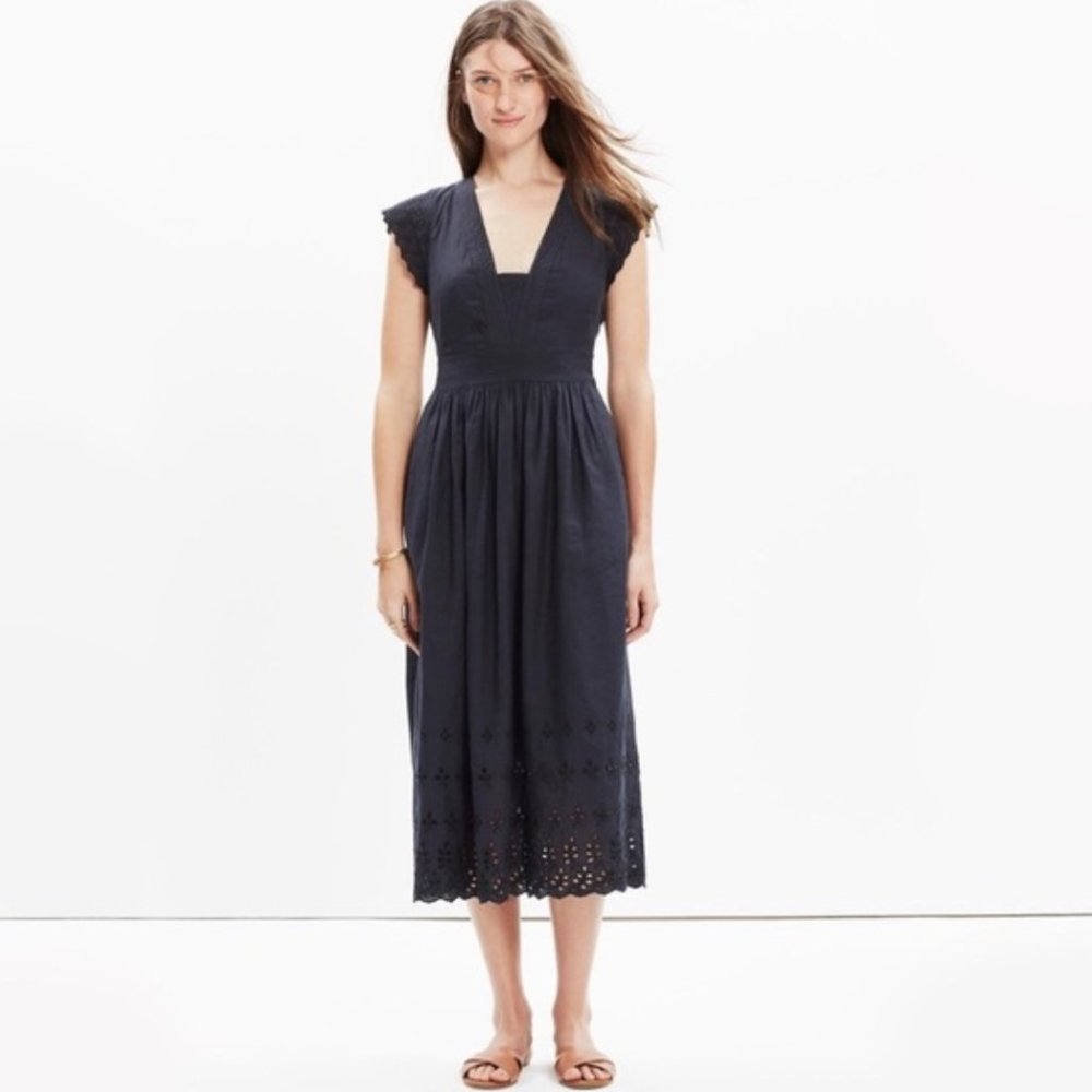 Madewell Black Eyelet Midi Dress